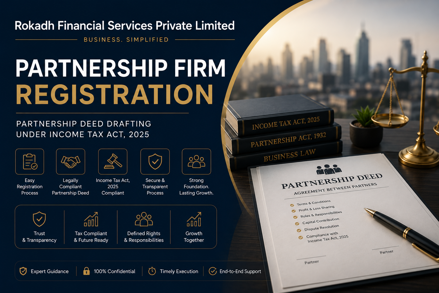 Partnership Firm Registration in Kanpur – Partnership Deed Drafting Under Income Tax Act 2025 | Rokadh